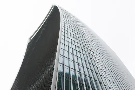 Photo 1: Context · 20 Fenchurch St building as viewed from ground level on Rood Lane in London, England