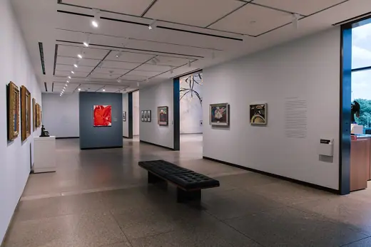 Photo 4: Exterior · View shows a northerly view of the 1961 galleries, revealing the changes effected by the 2019 renovation