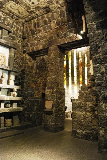 Photo 5: Interior · Door and window inside the lowest level of the Anahuacalli Museum in Mexico City