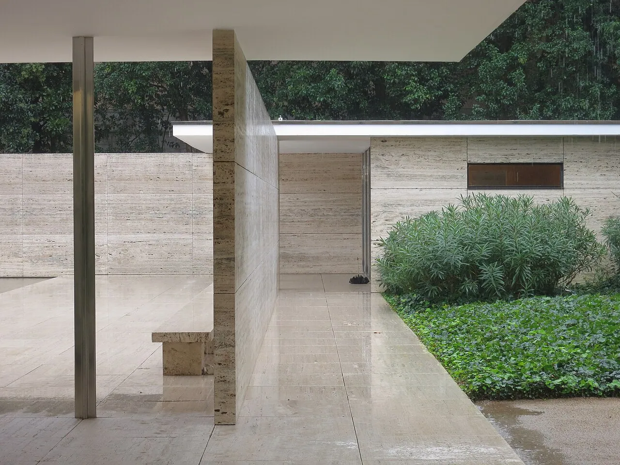 Barcelona Pavilion: Interior · Inside the reconstructed Barcelona Pavilion, originally designed by Ludwig Mies van der Rohe