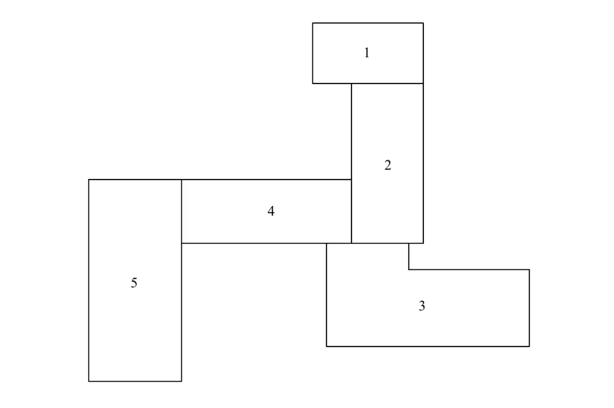 Bauhaus Dessau: Plan · Simplified plan of the Bauhaus building of Dessau: 1
