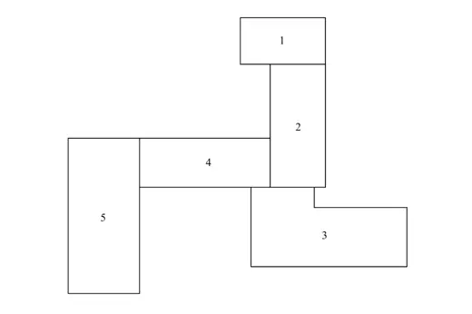 Photo 9: Plan · Simplified plan of the Bauhaus building of Dessau: 1
