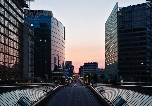 Photo 4: Exterior · Rue de la Loi, European Quarter in Brussels during civil twilight
