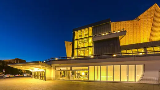 Photo 4: Exterior · Bllue hour shot of the south west facade of Berliner Philharmonie