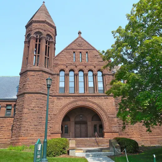 Photo 2: Exterior · Front entrance of the Billings Memorial Library, University of Vermont, Burlington, VT