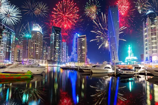 Photo 2: Exterior · New Year fireworks display in Dubai, UAE