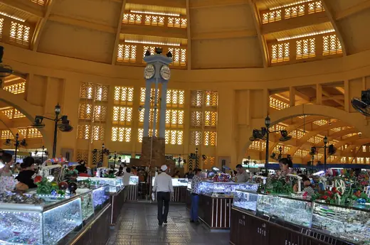 Photo 5: Interior · Cavernous interior of the helmet- shaped central building of Phnom Penh's Central Market