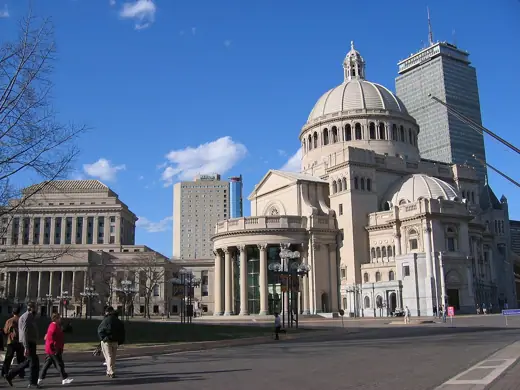 Photo 5: Detail · Christian Science Center , showing the Mother Church Extension and (left) Christian Science Publishing House