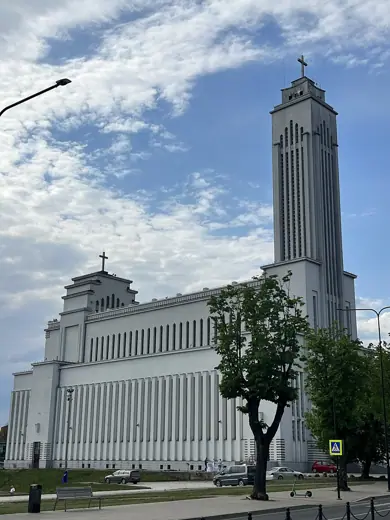 Photo 1: Exterior · View of the Christ's Resurrection Church, Kaunas 