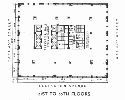 Photo 7: Plan · 51st to 55th floor plan, Chrysler Building, 405 Lexington Avenue, New York, New York