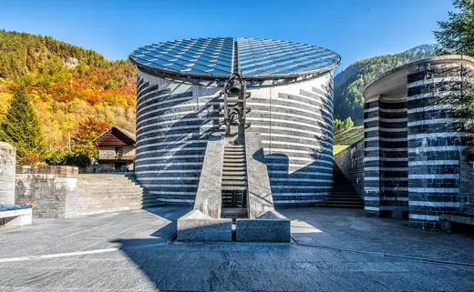 Photo 2: Exterior · Church of San Giovanni Battista by Mario Botta in Mogno, Ticino, Switzerland