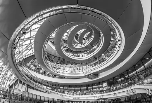 Photo 3: Interior · Looking up at the spiral staircase in City Hall, London 