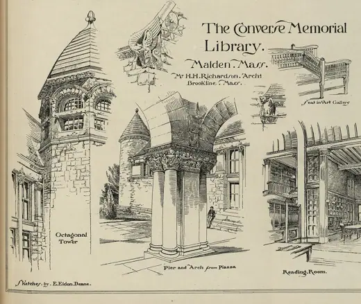 Photo 4: Sketch · Title: The Converse Memorial Library, Malden, Mass