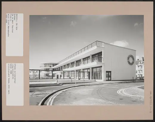 Photo 4: Exterior · The De La Warr Pavilion, Bexhill on Sea, photographed by Anthony Kersting, 1988