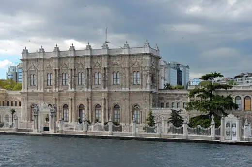 Photo 2: Exterior · Dolmabahçe Palace and the gate of the Sultan from the Bosphorus in Istanbul , Turkey 