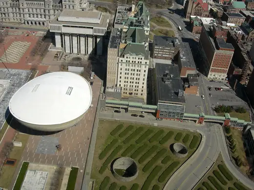 Photo 4: Interior · Looking down onto Empire State Plaza with The Egg on the left and The Capitol and City Hall along the top