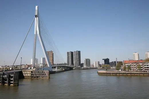 Photo 1: Exterior · Erasmus Bridge (Erasmusbrug) is an 802-meter long cable-stayed bridge in Rotterdam