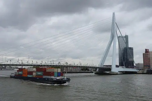 Photo 3: Exterior · Container ship passing under the Erasmus Bridge @ Harbour Tour @ Spido @ Rotterdam