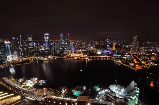 Photo 4: Interior · Marina Bay Sands Skypark night panorama CBD skyline Esplanade City Hall Supreme Court Singapore 2010