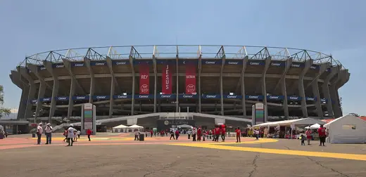 Photo 3: Exterior · Azteca Stadium, Mexico City, with the banners of the One Million for Jesus Event