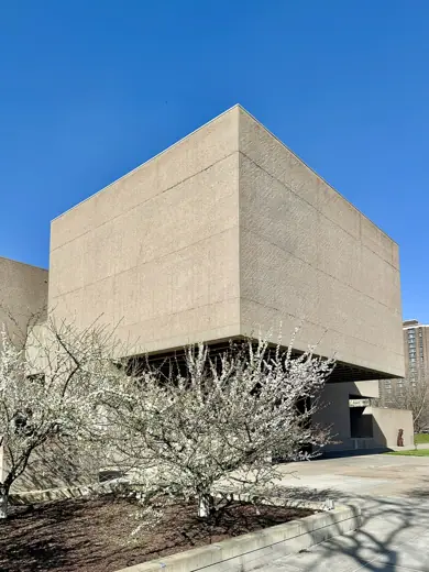 Photo 5: Detail · Built in 1965-1968, this Brutalist building was designed by I