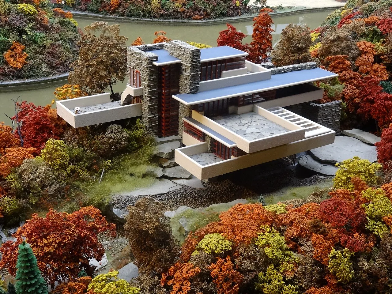 Fallingwater: Model · A miniature replica of the Fallingwater building at MRRV, Carnegie Science Center in Pittsburgh