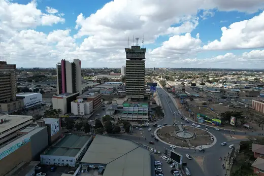 Photo 4: Context · An aerial shot of Kafue round about from Benbella Road Showing Kamwala and Lusaka city sky line