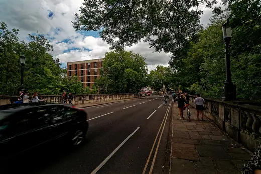 Photo 4: Exterior · Oxford - Magdalen Bridge 1790 (1882) - View ESE towards the Plain & Florey Building