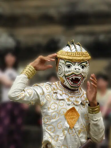 Photo 3: Exterior · One actor in the folk play group performing at Angkar Wat in Cambodia