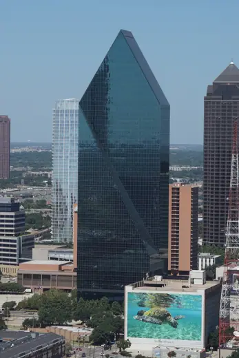 Photo 2: Exterior · A view of Fountain Place from the GeO-Deck of Reunion Tower in Dallas , Texas ( United States )