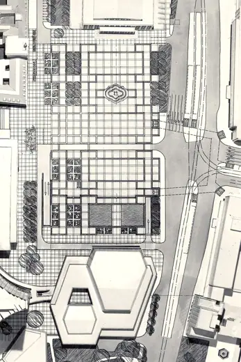Photo 7: Plan · Leipzig; Neues Gewandhaus; Lageplan (Arbeitsstand März 1976