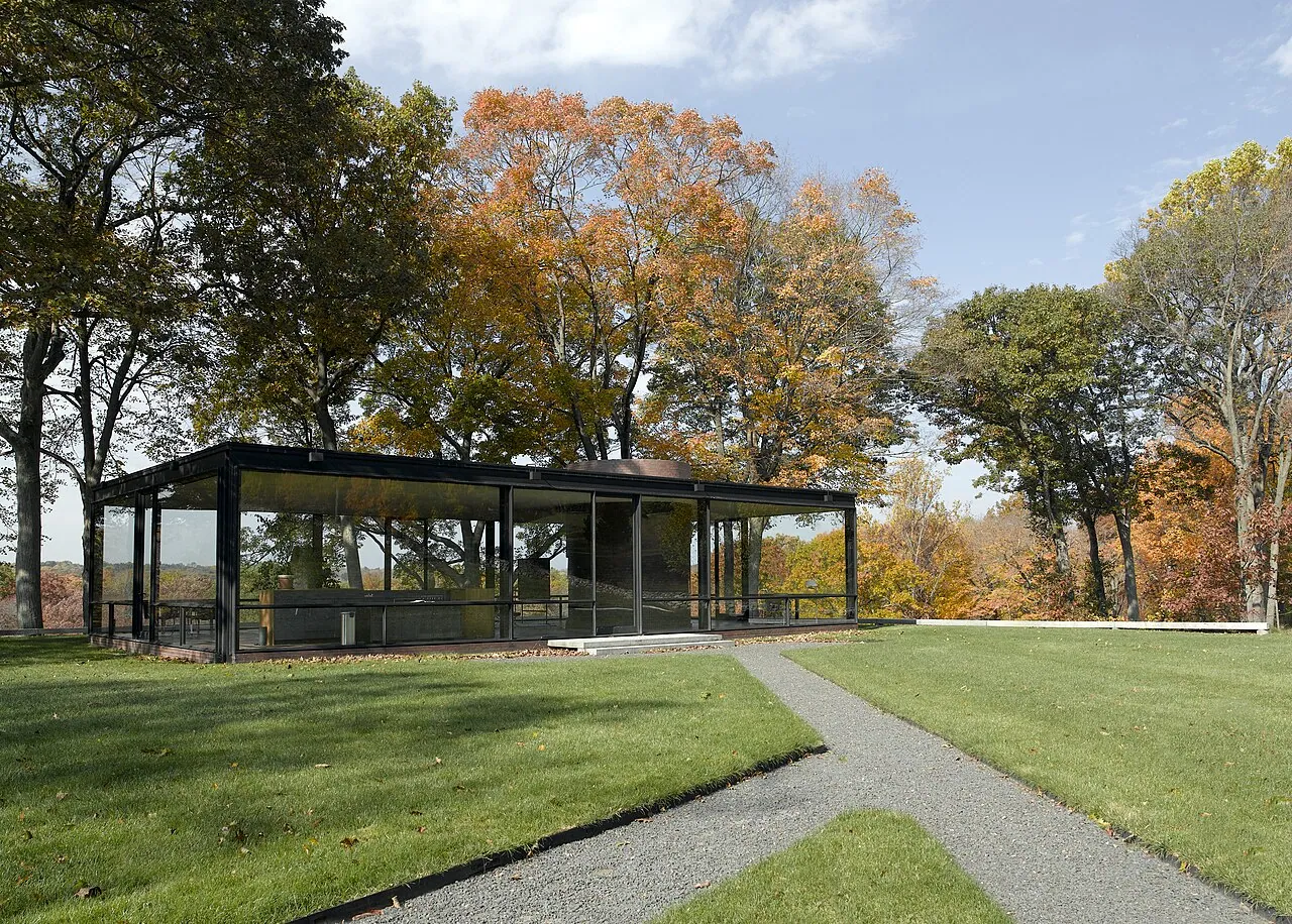 Glass House: Exterior · Glass House (aka Johnson house) in New Canaan, Connecticut, US