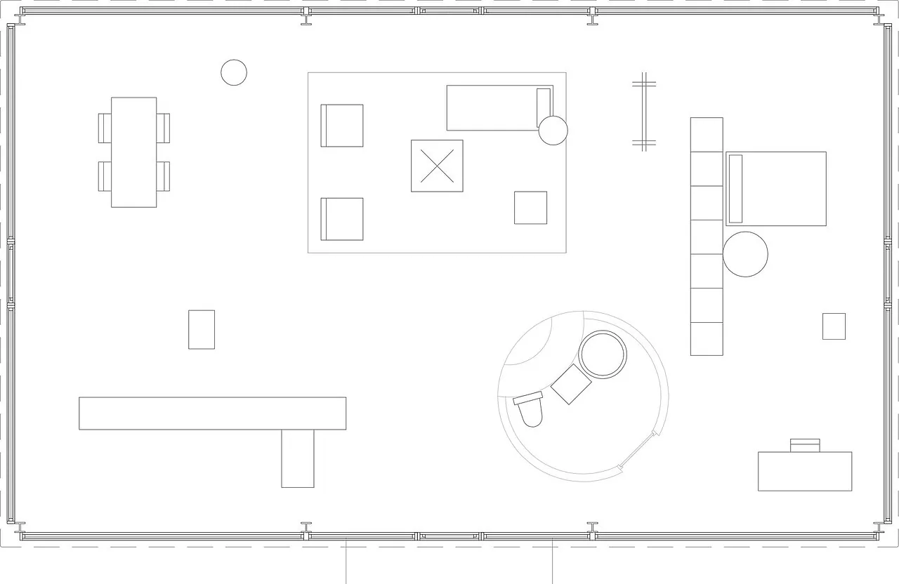 Glass House: Drawing · planta de la casa