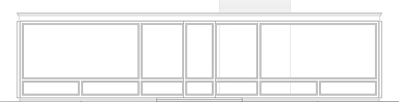 Glass House: Section · este es el corte transversal de la casa