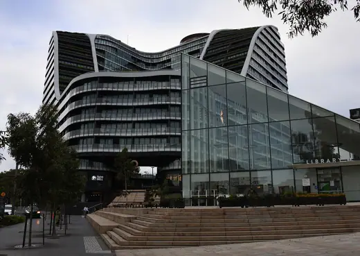 Photo 2: Exterior · Green Square Library with Infinity building in background, Green Square, Zetland, Sydney