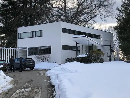 Photo 3: Exterior · Gropius House is a historic house designed by Walter Gropius in Lincoln , Massachusetts , United States