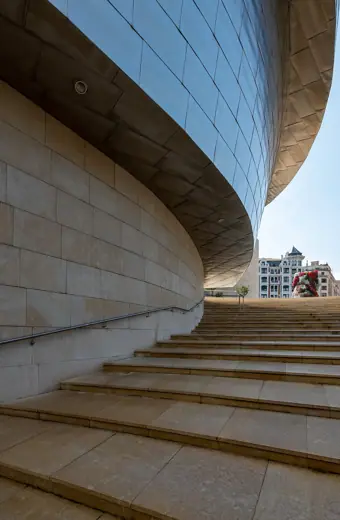 Photo 5: Interior · Detail of the Guggenheim Museum staircase, Bilbao, Spain (PPL3-Altered)