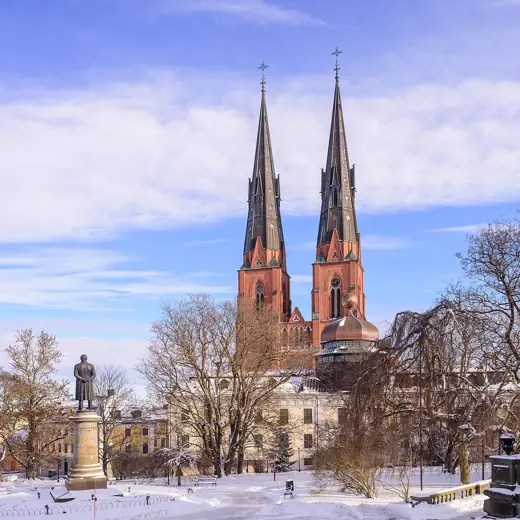 Photo 2: Exterior · View towards Gustavianum and Uppsala Cathedral from Universitetsarken (the University Park), Uppsala, Sweden