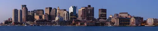Photo 6: Context · Three-segment panorama of Boston skyline, from LoPresti Park, East Boston 