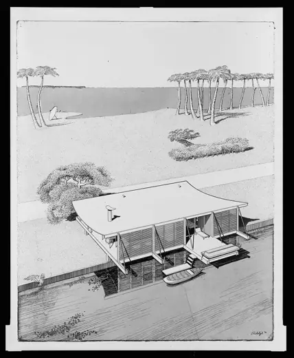 Photo 6: Drawing · Healy Guest House (Cocoon House) - Conceptual Drawing - Paul Rudolph 1949