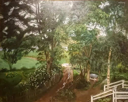Photo 6: Context · Regnstemning under trærne ved Jølster prestegaard, oil on canvas, Nikolai Astrup before 1908