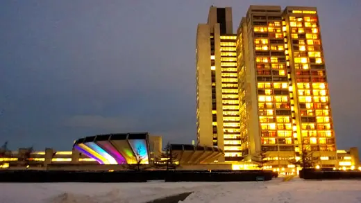 Photo 3: Exterior · Picture of Herlev hospital taken from south side a December evening in 2012