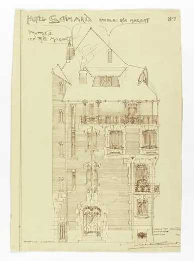 Photo 8: Elevation · View of the elevation of the facade of the house of Hector Guimard on rue Mozart