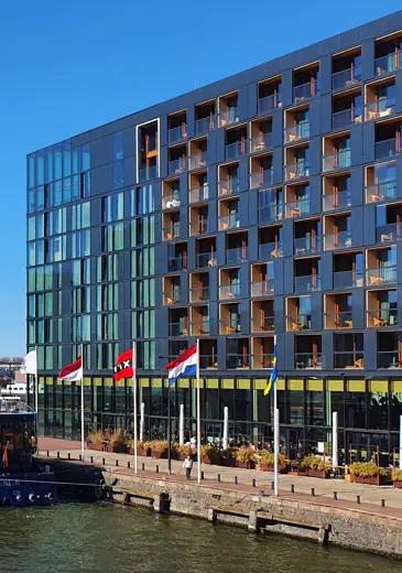 Photo 2: Exterior · South elevation Hotel Jakarta, Java-eiland, Amsterdam, the Netherlands