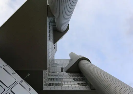 Photo 5: Detail · Worm's-eye view of HVB Tower , an administrative building of the HypoVereinsbank in Munich 