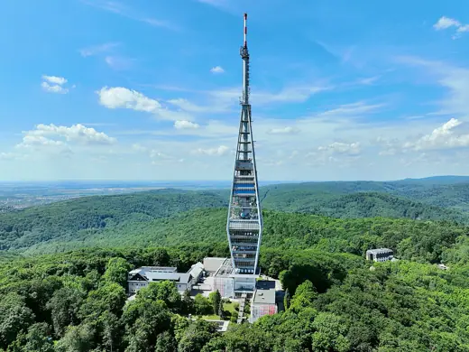 Photo 1: Exterior · South-southeast view of the Kamzík TV Tower in Bratislava
