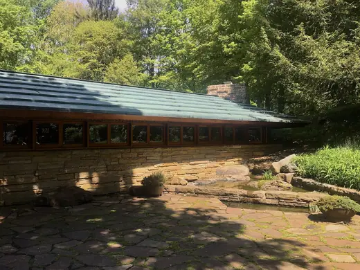 Photo 5: Interior · Kentuck Knob seen from the patio terrace on the east side of the house