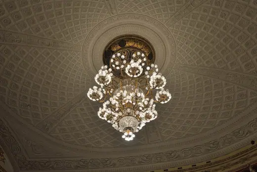 Photo 4: Interior · Chandelier (weight 1000 Kg) in the Teatro alla Scala opera house in Milan