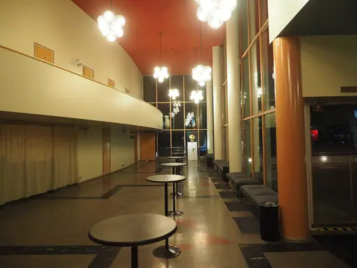 Photo 5: Interior · Interior of the Lasipalatsi building in Kamppi, Helsinki, Finland empty of people on an evening in March 2025