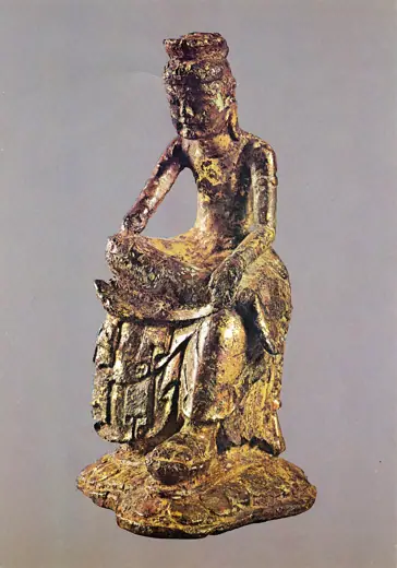 Photo 6: Detail · Gilt-bronze Maitreya in Meditation (National Treasure No